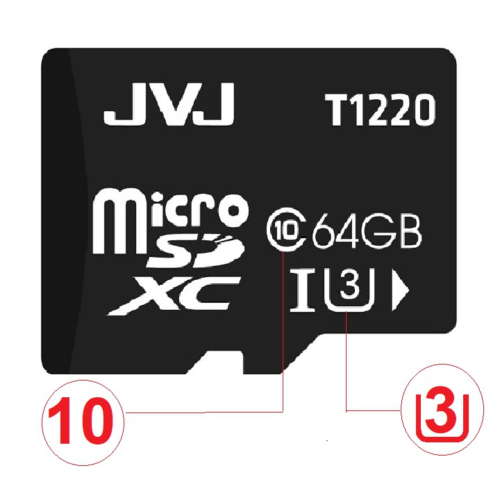 Thẻ nhớ 64Gb  JVJ Class 10, U3 - Dùng cho tất cả các dòng thiết bị hỗ trợ thẻ nhớ micro, camera giám sát-Bảo hành 5 năm