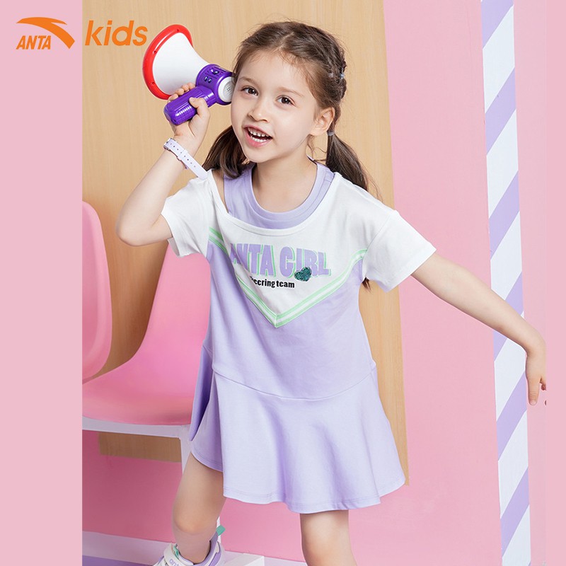 Váy liền bé gái tím pastel nhẹ nhàng thương hiệu Anta Kids W362129799-2