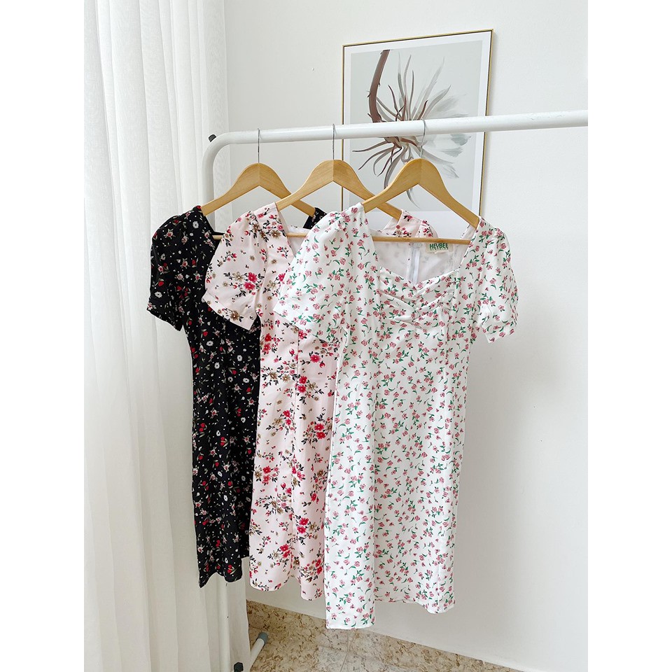 [Mã WABRWA15 giảm 15% đơn 300K] HEYBEE Đầm hoa nhún ngực Alison HT379 | BigBuy360 - bigbuy360.vn