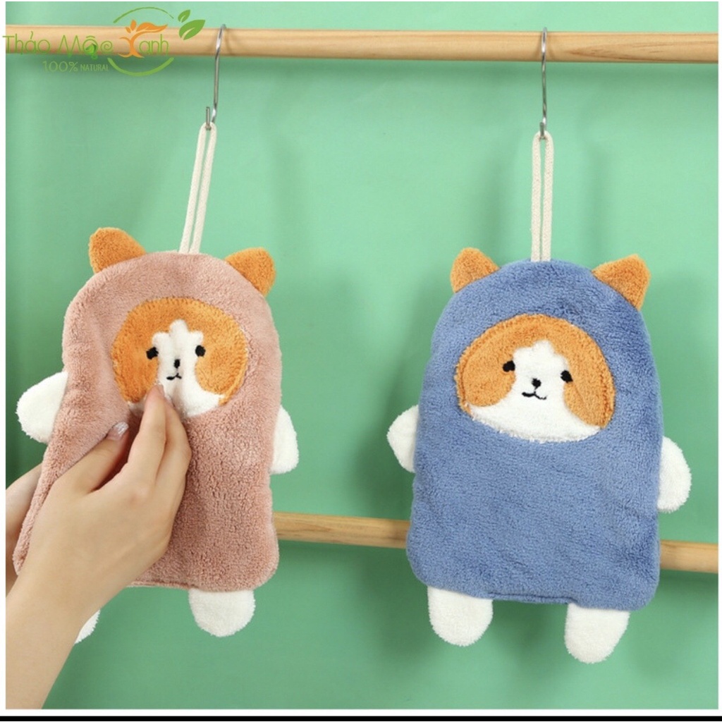 Khăn lau tay siêu thấm hút - Khăn lau bếp đa năng siêu mềm mại,dễ thương có móc treo tiện lợi