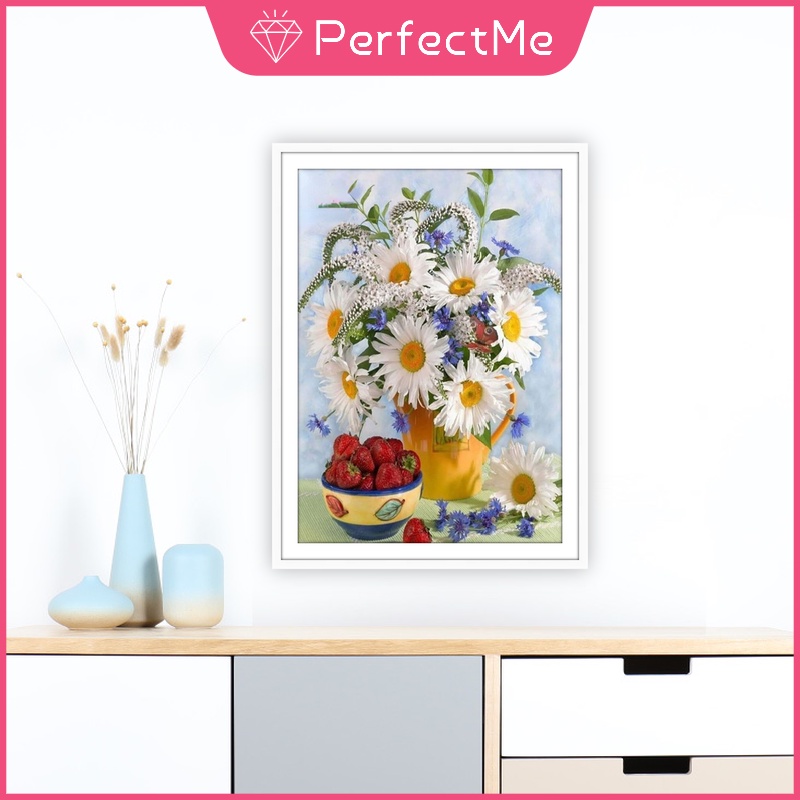 Bộ tranh đính đá 5D họa tiết hoa dâu tây độc đáo kích thước 30x40cm DIY dùng trang trí