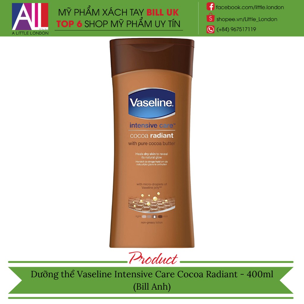 [TOP 1 SHOPEE] Dưỡng thể Vaseline Intensive Care - 400ml (Bill Anh) | BigBuy360 - bigbuy360.vn
