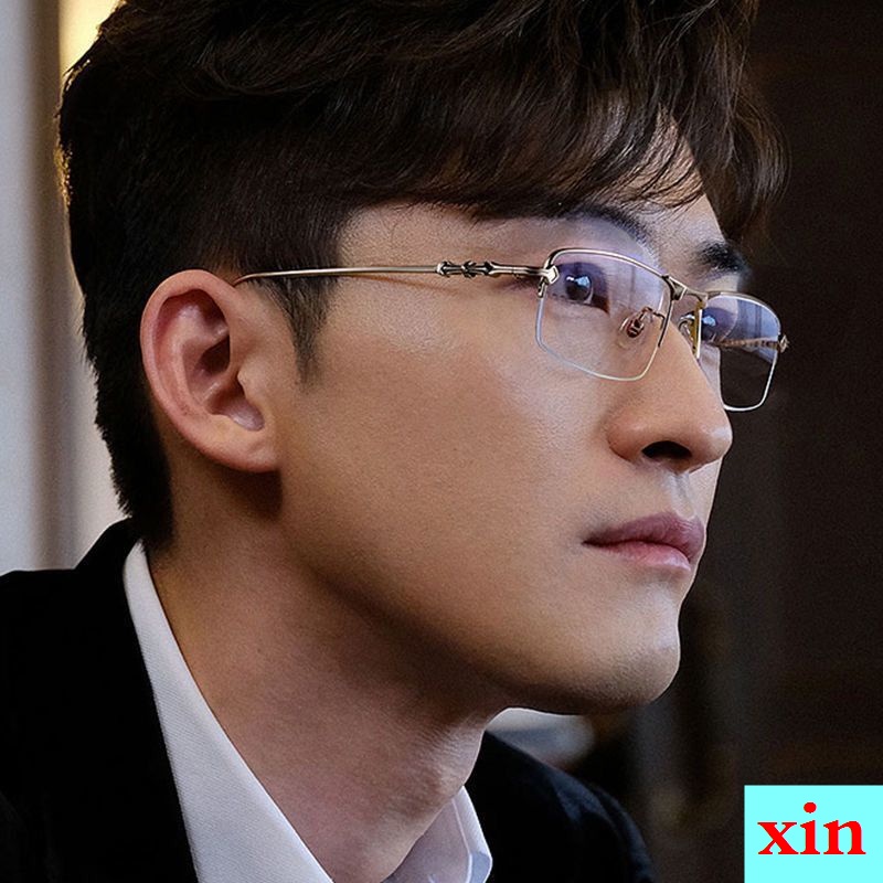 Mắt Kính Nửa Gọng Vàng Chống Ánh Sáng Xanh Phong Cách Mới Zhang Han Cho Nam Và Nữ