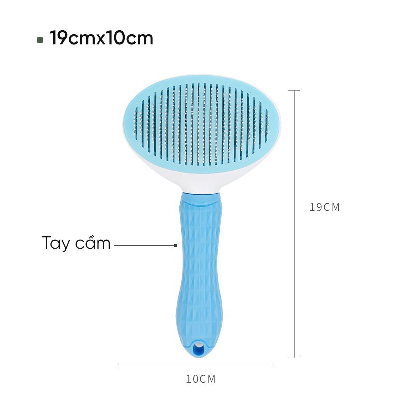 Lược chải lông mèo chó có nút bấm đẩy lông - Cây bàn chải lông rụng cho chó thú cưng bằng nhựa kim thép xịn xò petshop