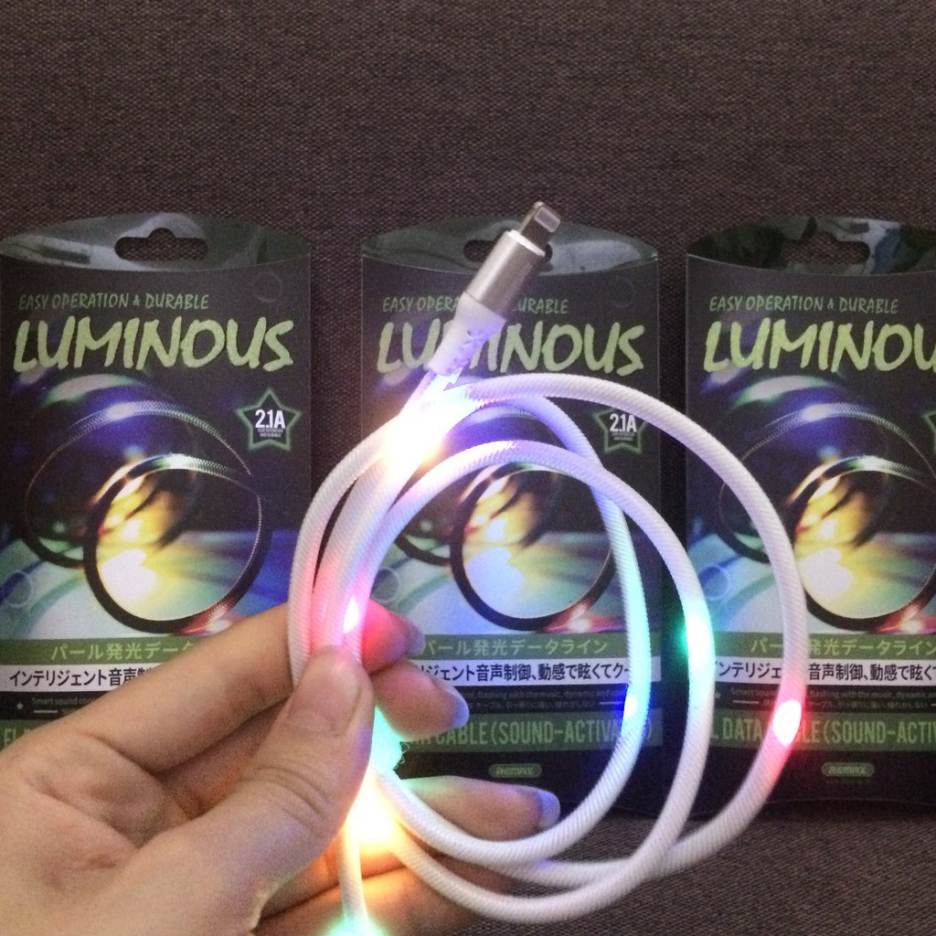 Cáp Sạc Nhanh Iphone Tích Hợp Đèn LED REMAX RC-133i Phát Sáng Theo Nhạc Cao Cấp Sạc Nhanh Iphone Ipad