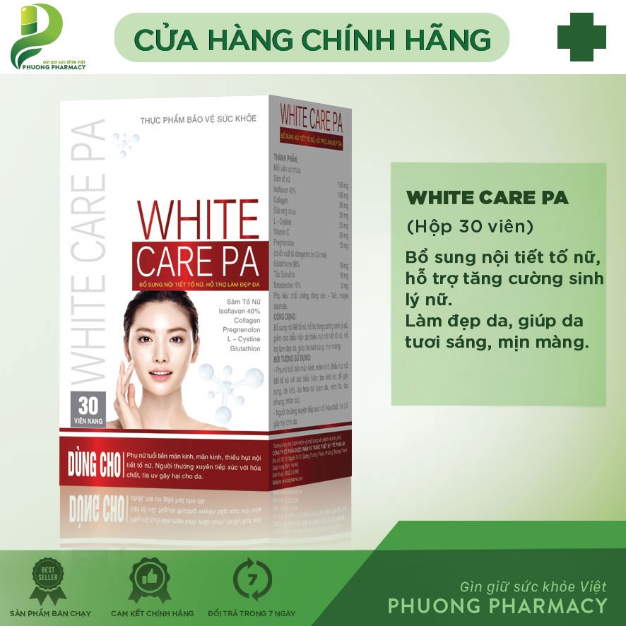 Viên uống dưỡng da White Care PA, viên uống giúp hỗ trợ điều trị nám da