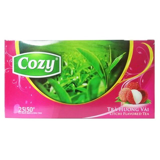 Trà túi lọc cozy hương vải hộp 25 gói x 2g