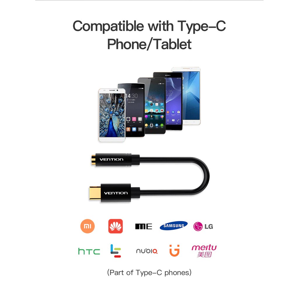 Vention Type-C To 3.5MM Phone/Tablet Audio Convert Cable For Xiaomi Samsung LG Earphone Headset Sound