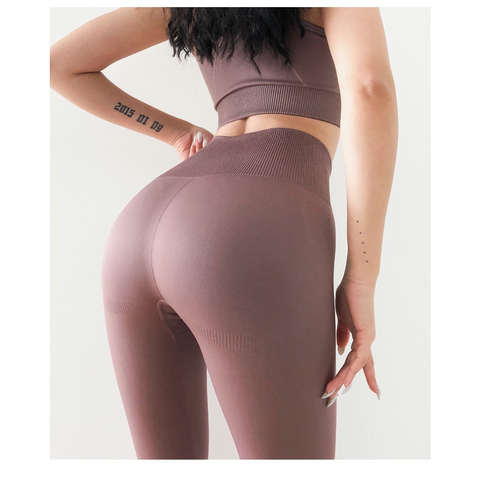 H104 Quần legging thun dệt co giãn cạp cao tập gym tập yoga Đồ tập Rẻ Mà Đẹp GYMSTORE