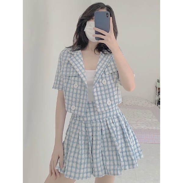 SET VEST BỐ CARO HỒNG -XANH - ĐEN ❤️❤️ | BigBuy360 - bigbuy360.vn