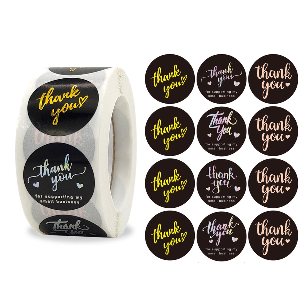 Cuộn Nhãn Dán Tròn In Chữ Thank You Dùng Trang Trí Gói Quà DIY