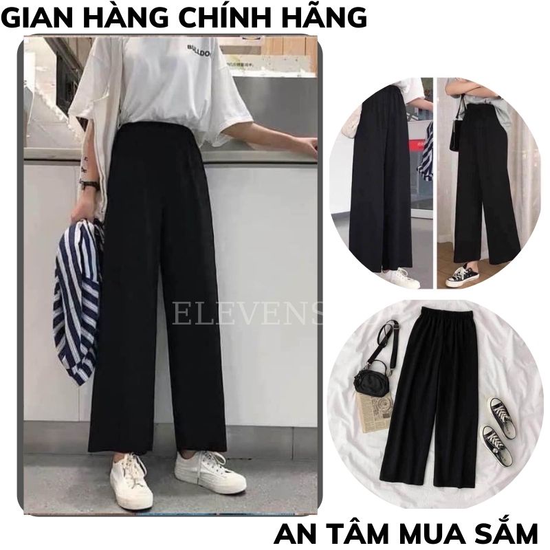 Quần ống rộng nữ Unisex, cát hàn quốc đứng dáng cạp chun lưng cao kiểu quần tây THỜI TRANG1989