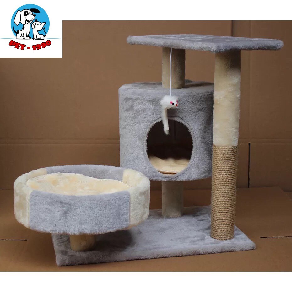 Nhà Cây Cattree Cho Mèo - Nhà 3 Tầng Có Trụ Cào Móng Cho Mèo