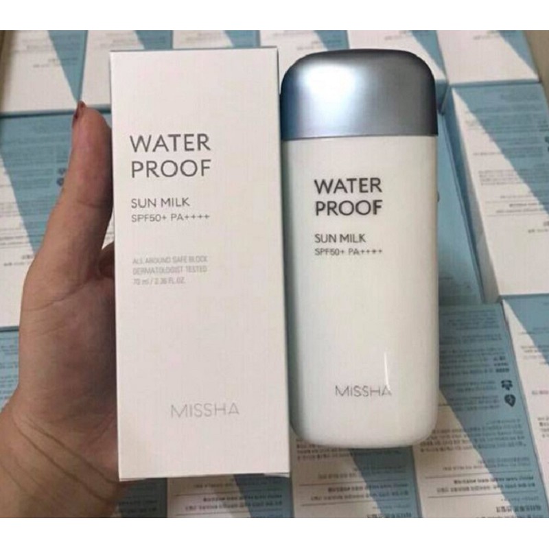 [ Hàng Auth ] Kem Chống Nắng Missha Waterproof Sun Milk SPF50+/PA++++ Hàn Quốc, Tuýp 70ml, Nắp Màu Xanh