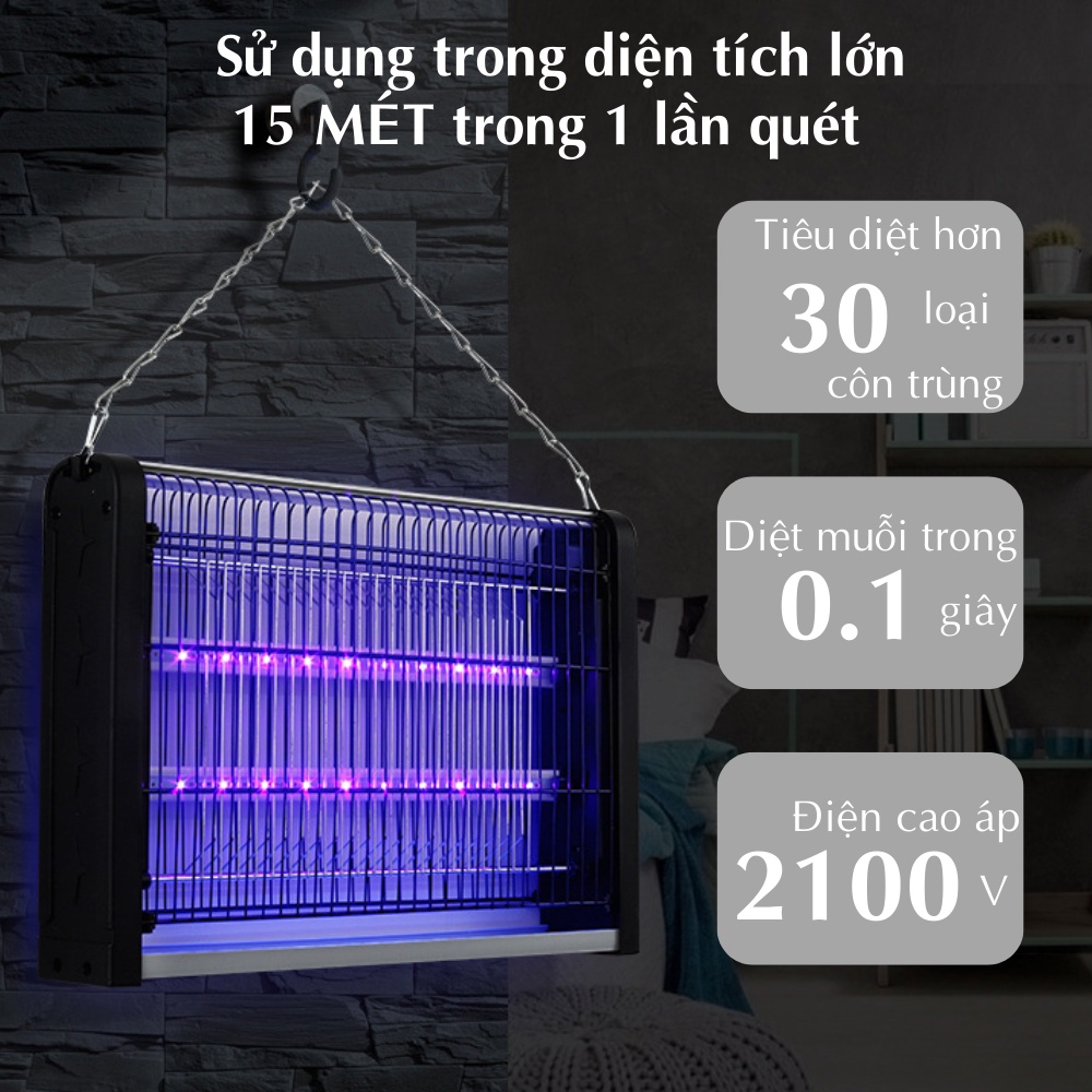 Đèn bắt muỗi và các loại côn trùng điện quang cao cấp CTFAST 02, lưới điện cao áp diệt muỗi trong 0,1 giây