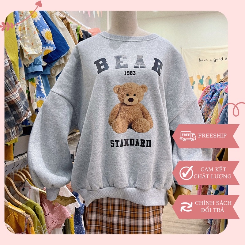 Áo sweeter nỉ lót bông gấu bear quảng châu cao cấp