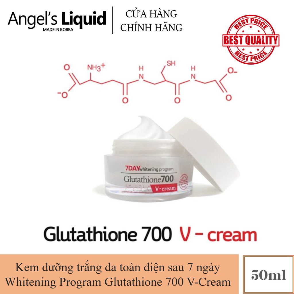 Kem dưỡng trắng Angel 's Liquid 7day Whitening Program Glutathione 700 V-Cream 50ml