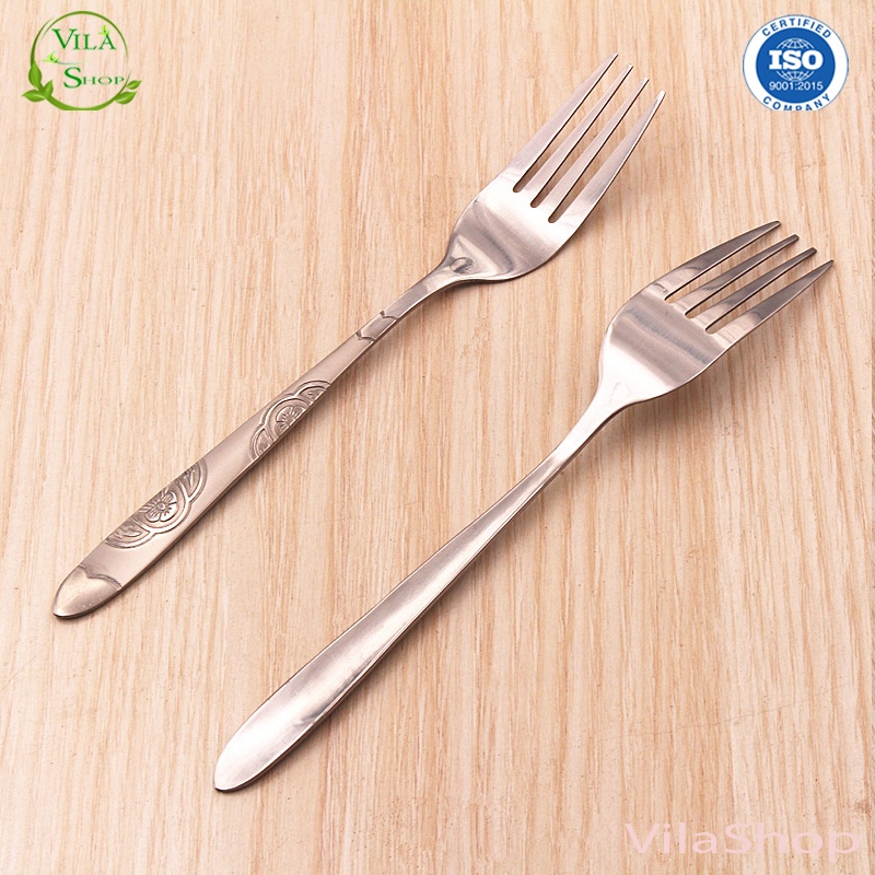 [ 3 Size ] Rĩa Inox, Rĩa Ăn Hoa Quả inox Loại Trơn &amp; Có Hoa Văn Đa Năng Tiện Lợi
