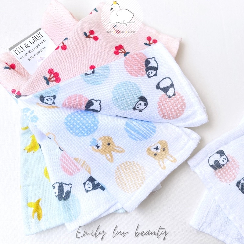 Khăn xô 2 mặt lau mặt lau tay cho bé Pile & Gauze 20x20