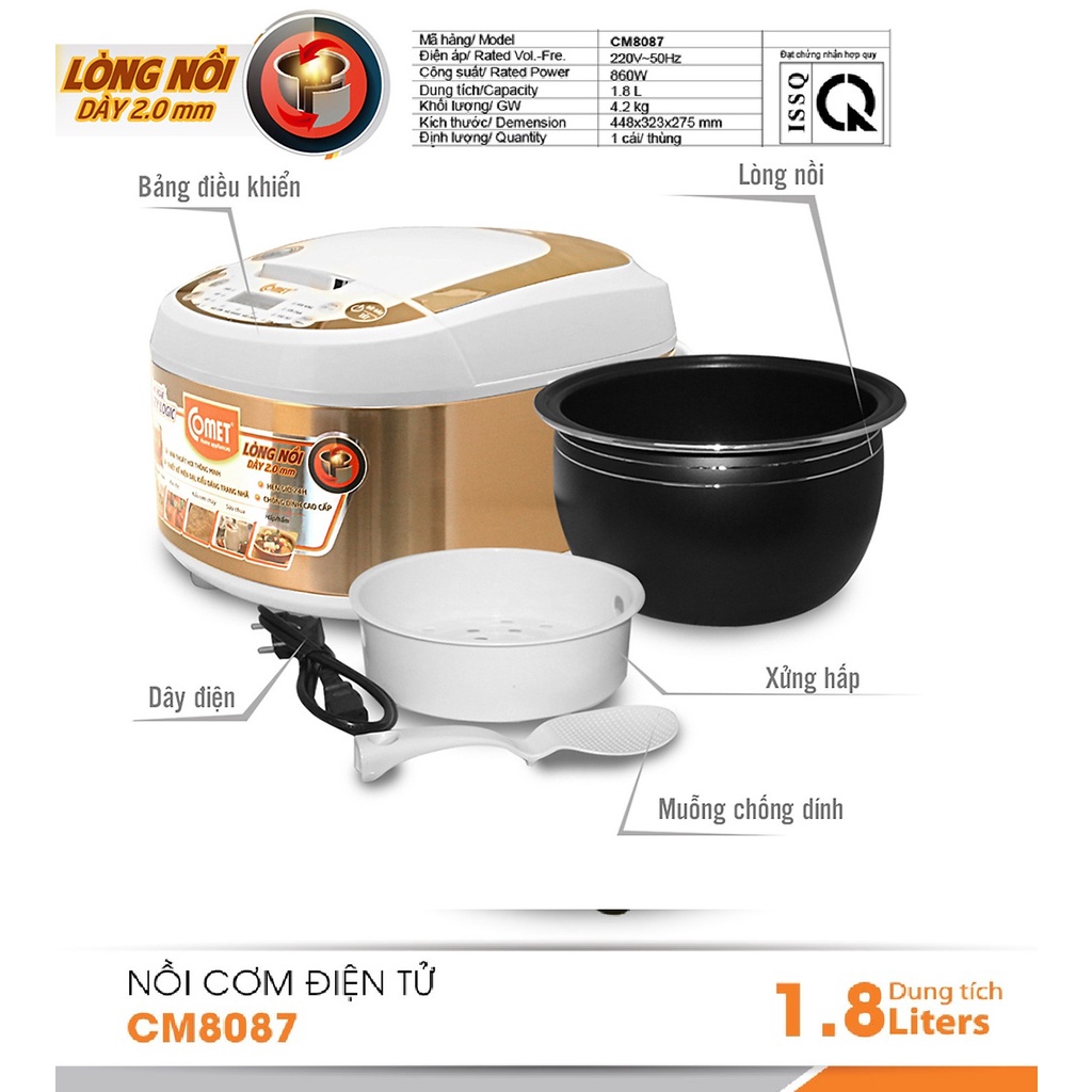 Nồi điện tử Comet 1.8 lít CM8089