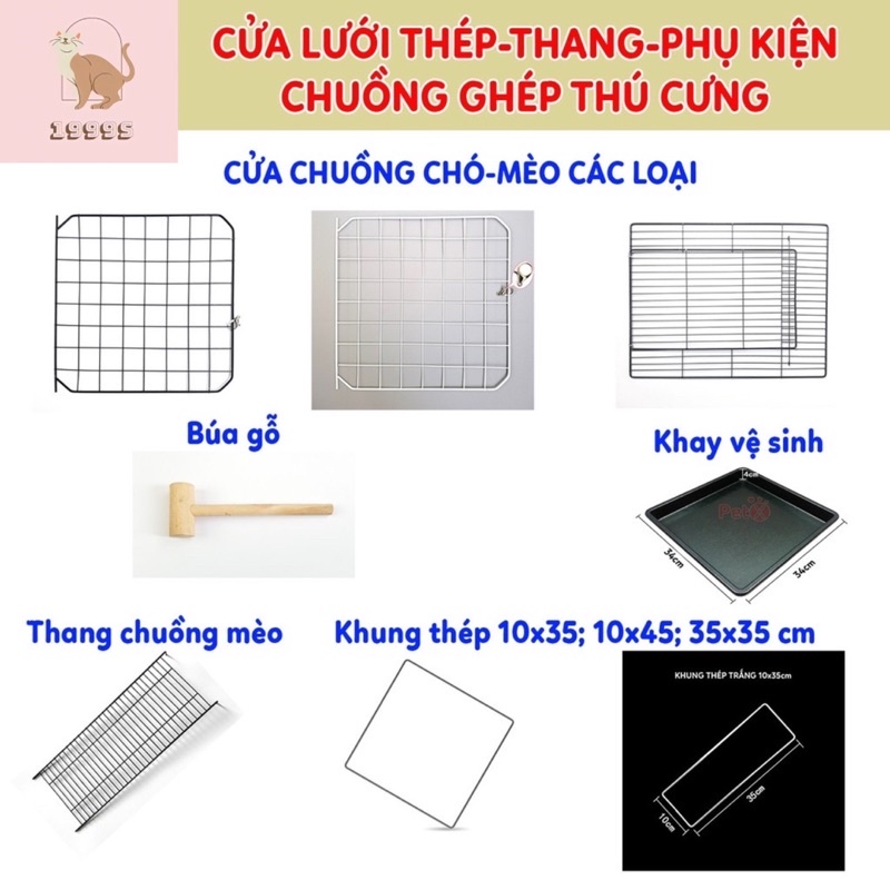 Cửa chuồng mèo, tấm ghép lưới sắt, phụ kiện lắp ghép chuồng thú cưng