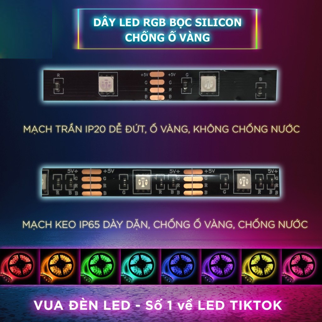 Đèn led tiktok 5M mix đổi màu RGB Quay video cuốn hút Triệu view Đèn trang trí phòng ngủ bàn làm việc