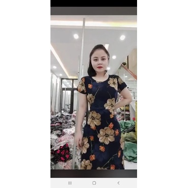 Đầm hoa trung niên free size đến 65kg