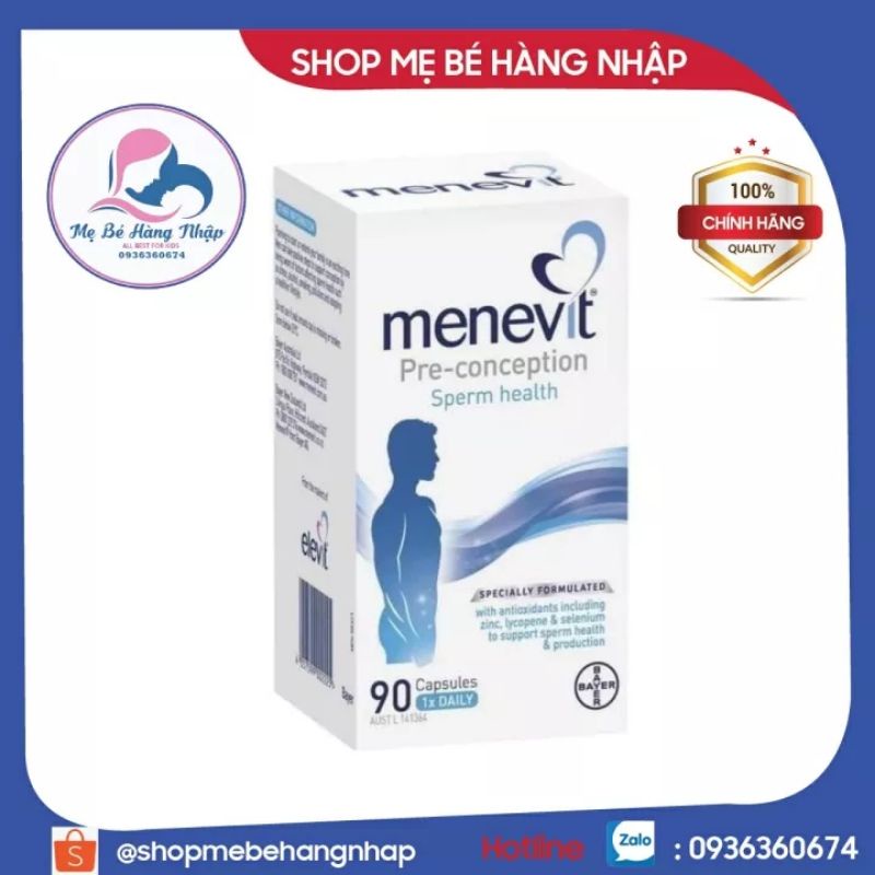 Menevit 90 viên giúp cải thiện và nâng cao chất lượng tinh trùng - hàng Úc chính hãng