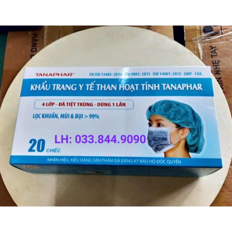 Khẩu trang than hoạt tính TANAPHAR 20 chiếc/1 hộp