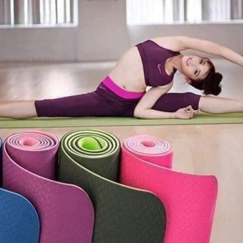 Thảm tập yoga❤️Sét 2 thảm tập yoga cao cấp 2 lớp,thảm tập ghym (giao màu ngẫu nhiên)