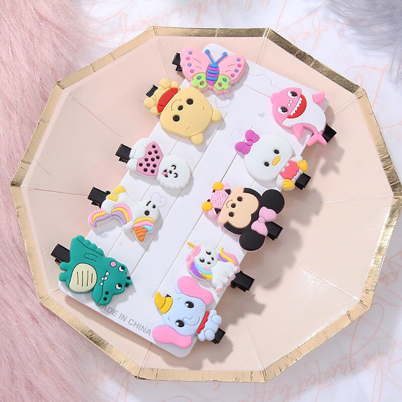 KẸP TÓC ⚡️FREESHIP⚡️ Set 10 Kẹp Tóc Nhiều Hình Dễ Thương Kute Cho Bé Gái