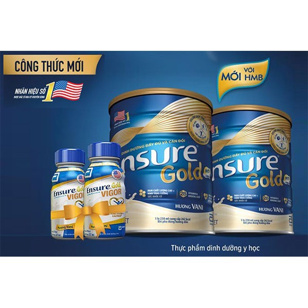 Sữa bột Abbott Ensure Gold ít ngọt hương vani hộp 850g - quoctruongshop