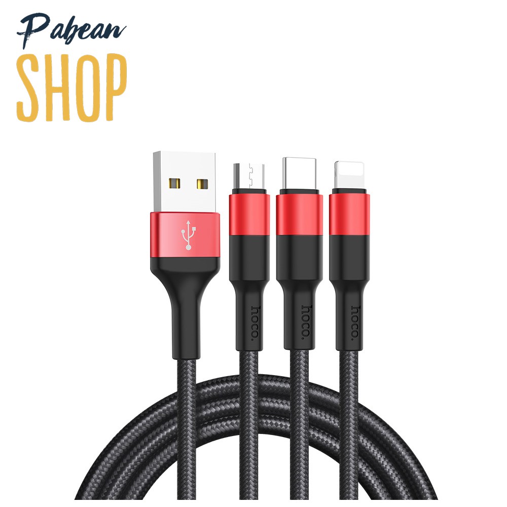 [Mã 2404EL10K giảm 10K đơn 20K] CÁP SẠC ĐA NĂNG 3 ĐẦU HOCO X26 LIGHTNING + MICRO USB + TYPE-C