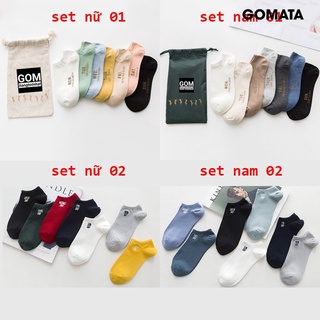 Vớ nam nữ cổ ngắn cao cấp, tất cổ ngắn nam nữ 7 đôi sử dụng cả tuần - gomata