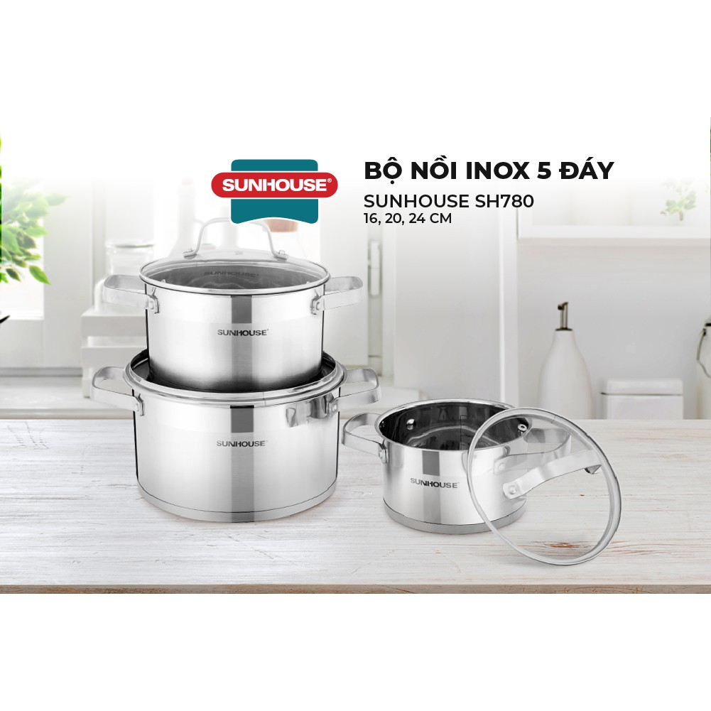 Bộ nồi inox 5 đáy Sunhouse SH780 - HAPOS