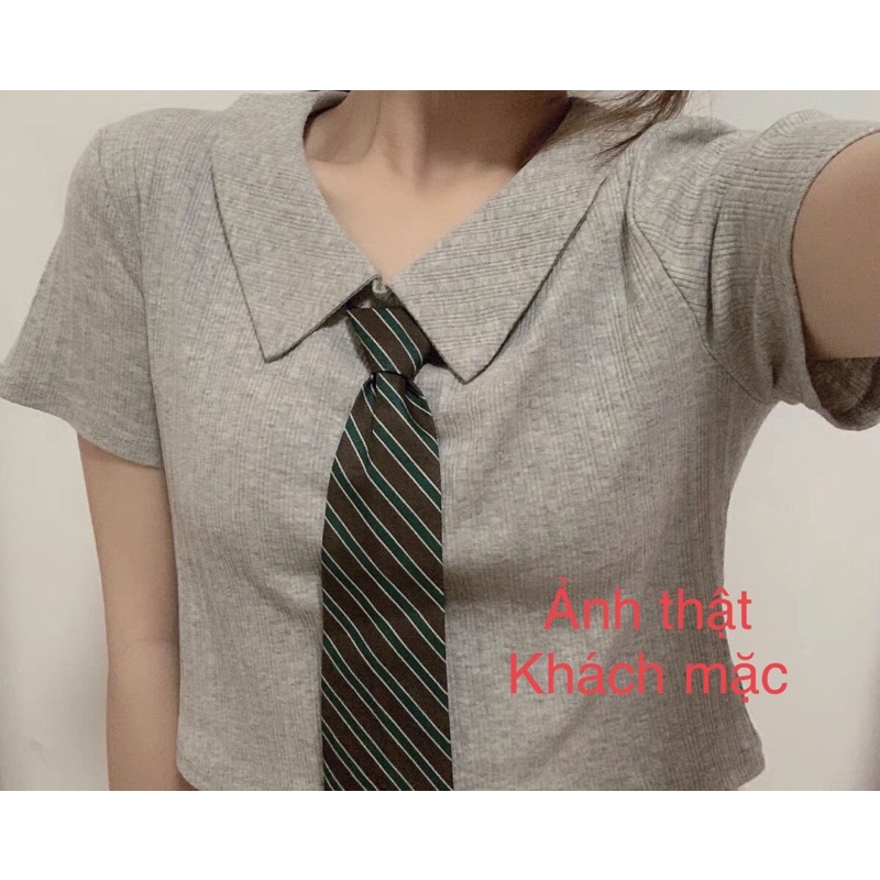 Áo croptop kèm cà vạt học sinh phong cách hàn quốc | BigBuy360 - bigbuy360.vn