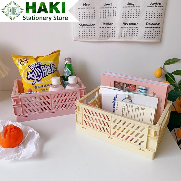 Kệ đựng đồ bằng nhựa HAKI có thể gấp gọn nhiều màu tiện lợi KN01