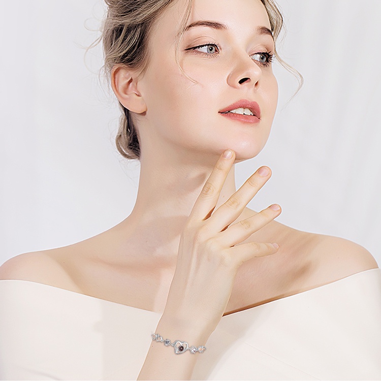 Lắc tay bạc nữ hình trái tim  - Vòng Tay Bạc cao cấp mẫu tự thiết kế của M.lady Jewelry