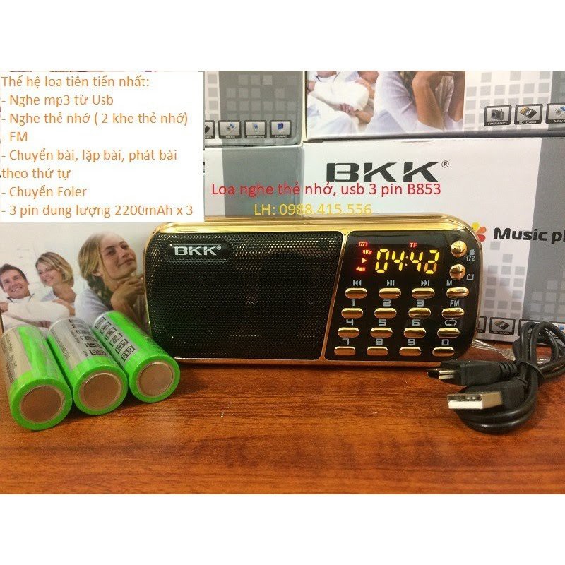 Máy nghe nhac, Loa mini mp3, 3pin Craven853 nghe thẻ nhớ, usb, Đài FM, đọc kinh phật pháp - Pin trâu - BH 6 tháng