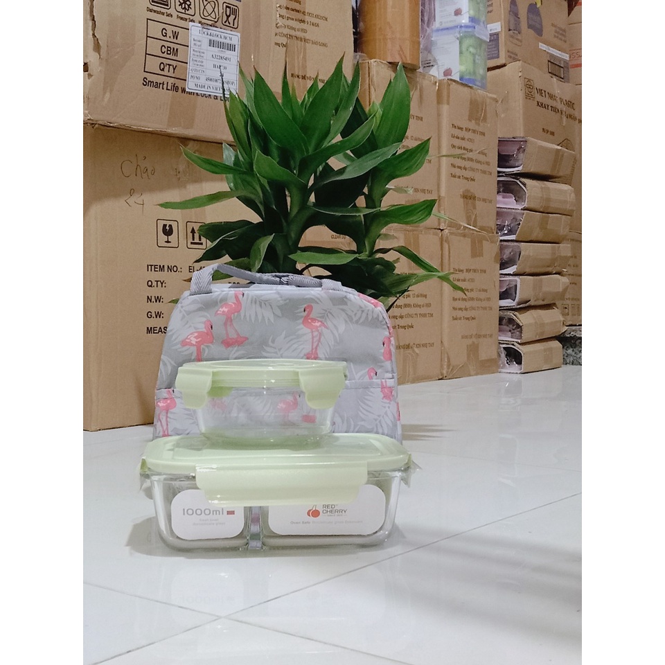 Hộp thủy tinh 2 ngăn 1000ml _ Hộp tròn 400ml _Túi đựng cơm