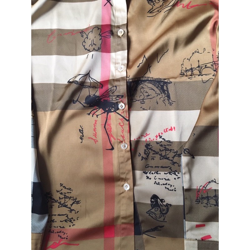 Áo sơ mi lụa kẻ sọc Burberry