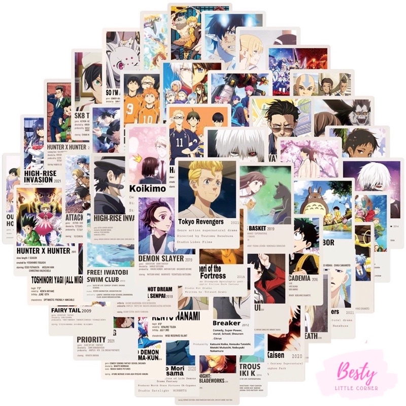 Set 40 Sticker Anime random - 40 miếng Sticker các bộ Anime random - sticker jujutsu kaisen tokyo revenger haikyuu