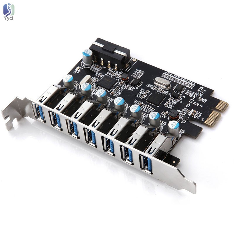 Yy 7 Ports Superspeed PCI-E To USB 3.0 Expansion Card PCI Express Internal @VN