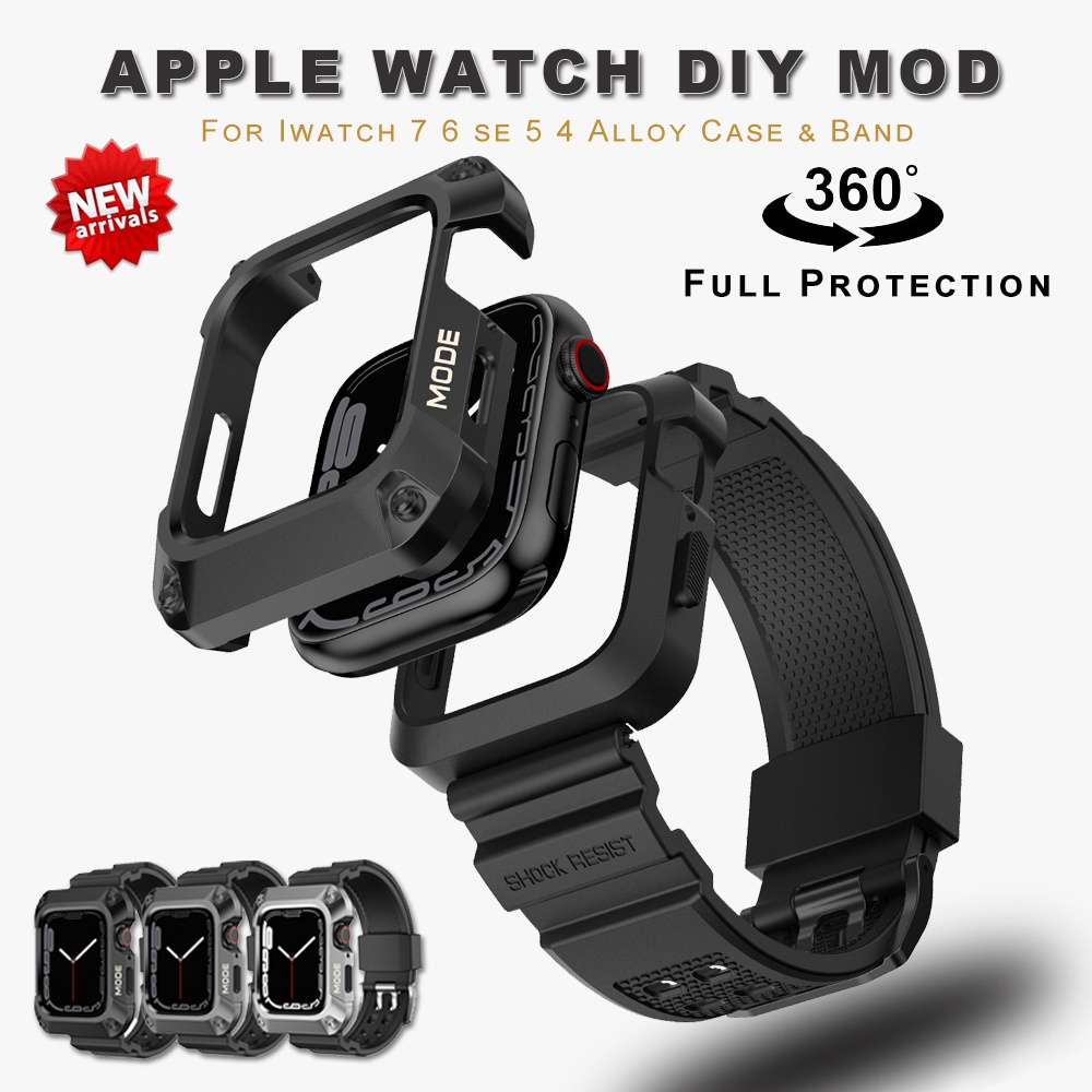 Bộ Dây Đồng Hồ Bằng Kim Loại Sang Trọng Cho IWatch Series 7 6 SE 5 4 45mm 44mm
