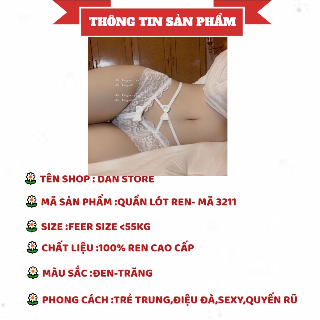 Quần Lót Nữ - Quần Lót Nữ Ren Sexy Hở Đáy dây đan chéo đính nơ giữa DAN STORE MÃ 3211
