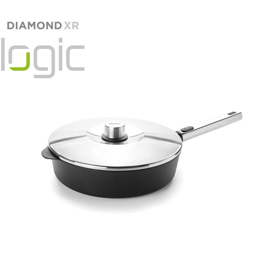 Chảo gang Woll Diamond XR Logic 1728PLCIL có nắp Chảo chống dính bếp từ - Made in Germany