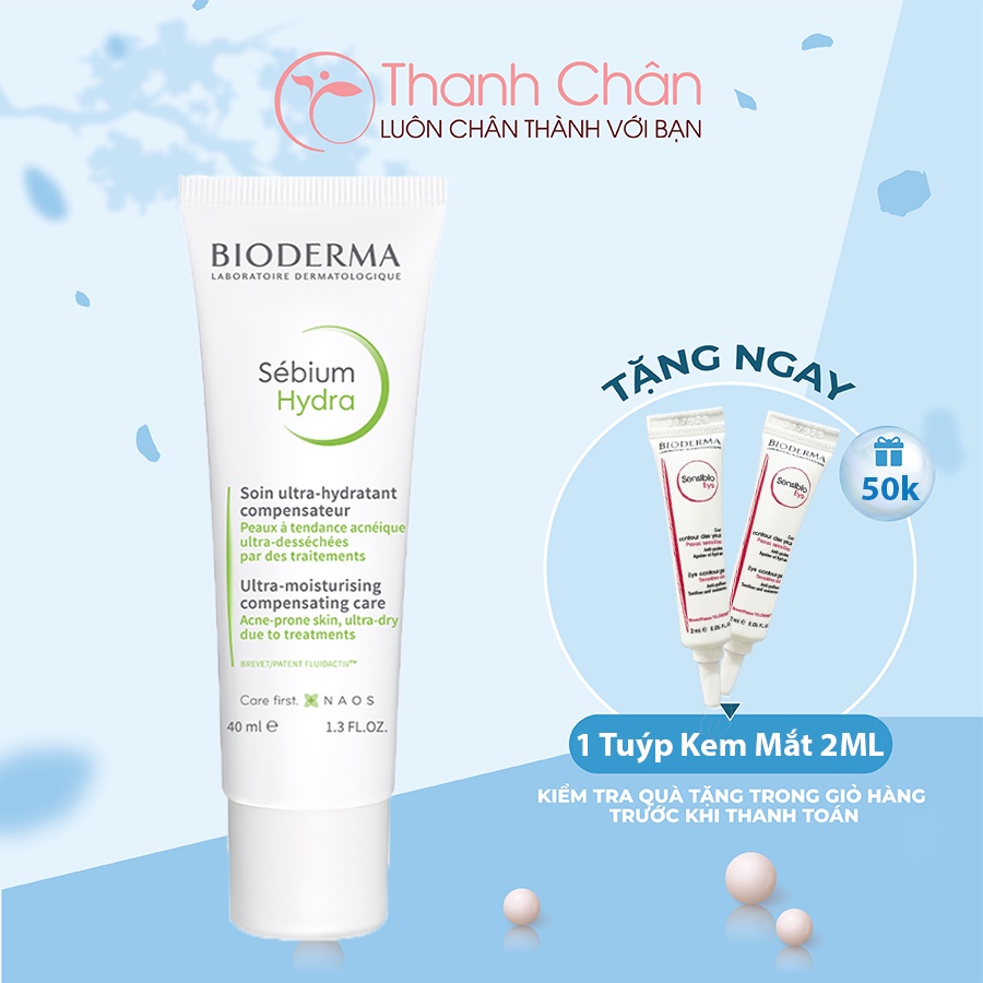 Kem dưỡng ẩm Bioderma Sebium Hydra 40ml giảm khô căng, bong tróc cho da mụn