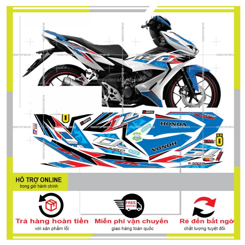 TEM XE WINNER X CHẾ TRẮNG XANH ĐỎ -- SHIN DECAL 2