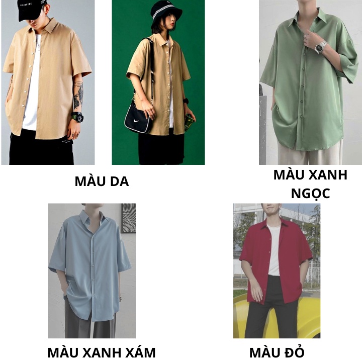 Áo sơ mi form rộng ngắn tay nam nữ unisex phong cách trẻ trung hàn quốc vải lụa mềm mịn mát- MRN02