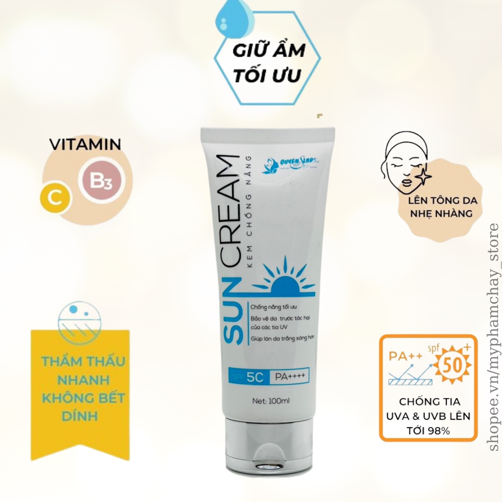 Kem Chống Nắng Sun Cream QUYÊN LARA SPF 50+ Phù Hợp Mọi Loại Da,Thẩm Thấu Nhanh,Không Bết Dính